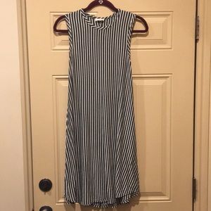 Pinc - Gray and white vertical striped dress M